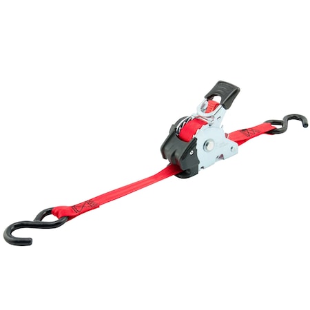 ERICKSON 1"X10Ft 1200 lb Re-Tractable Ratchet Strap in a Bag - Red 04418
